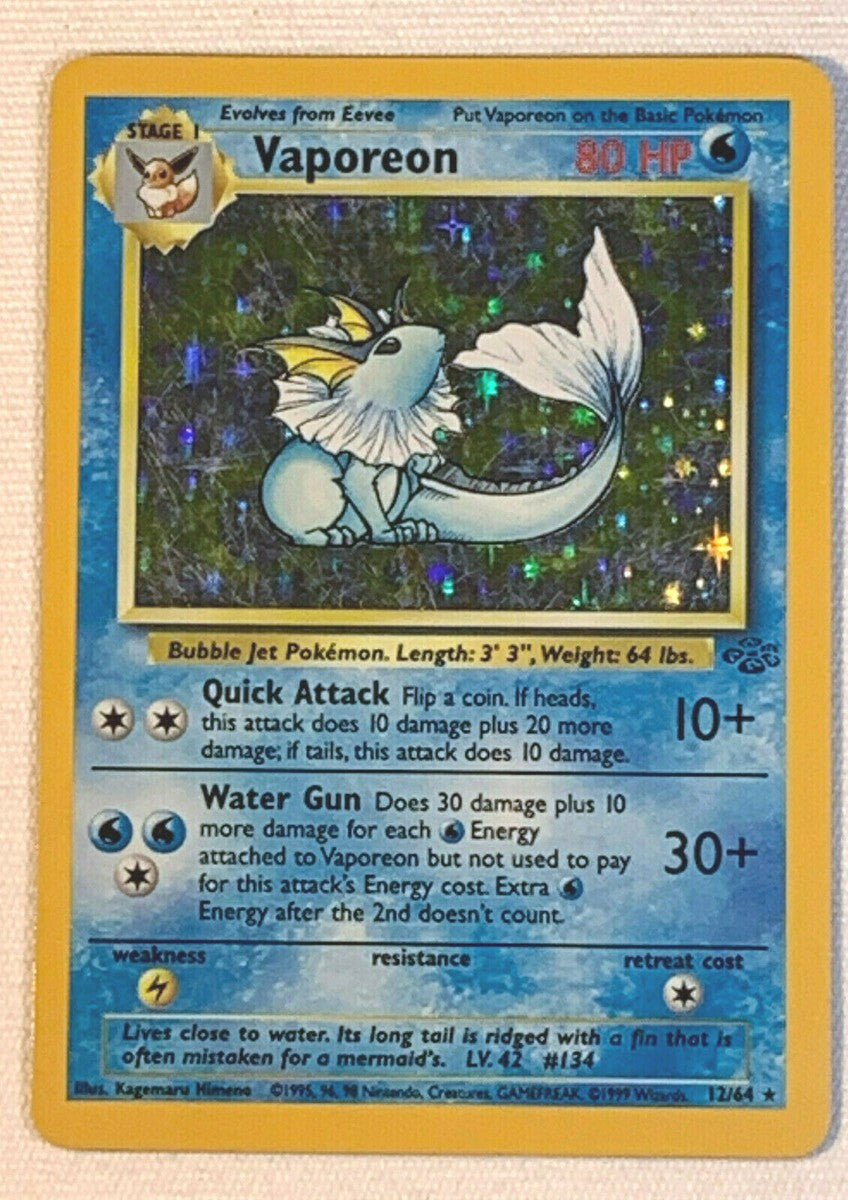 Vaporeon Jungle Holo Rare 12/64 Pokémon card