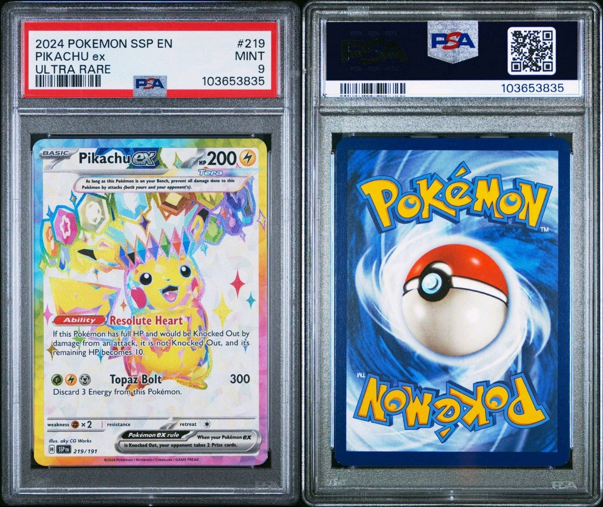 Pikachu ex Surging Sparks 219/191 PSA 9 Pokémon card