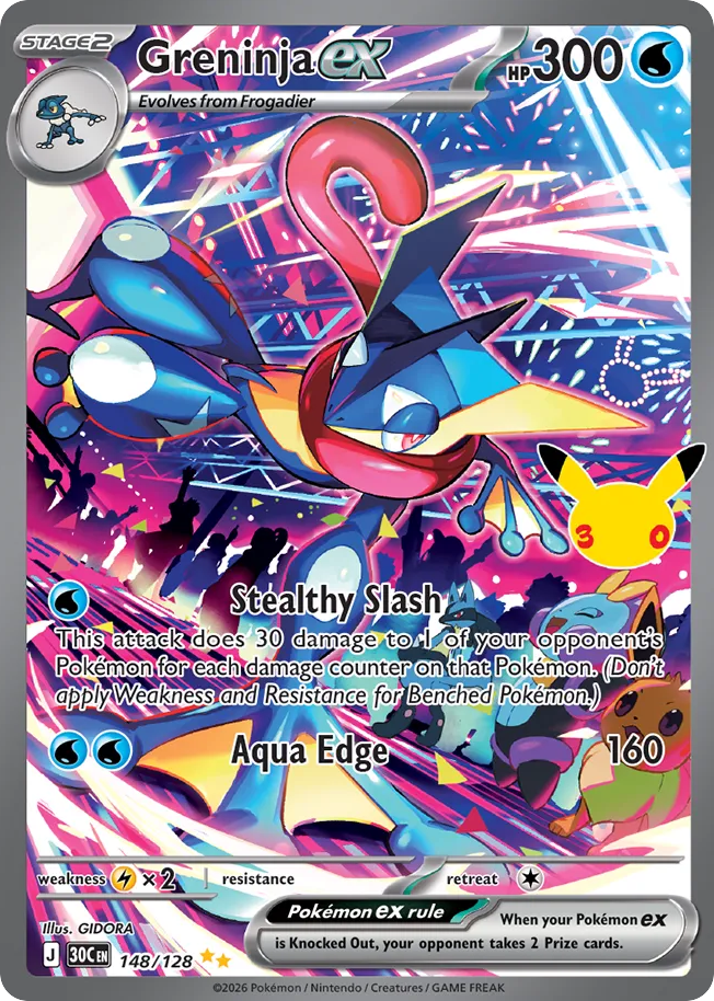 Greninja ex 30th Celebration 148/128 Pokémon card