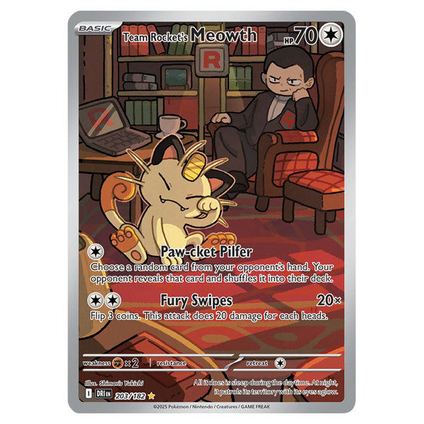 Team Rocket's Meowth Destined Rivals 203/182 Illustration Rare