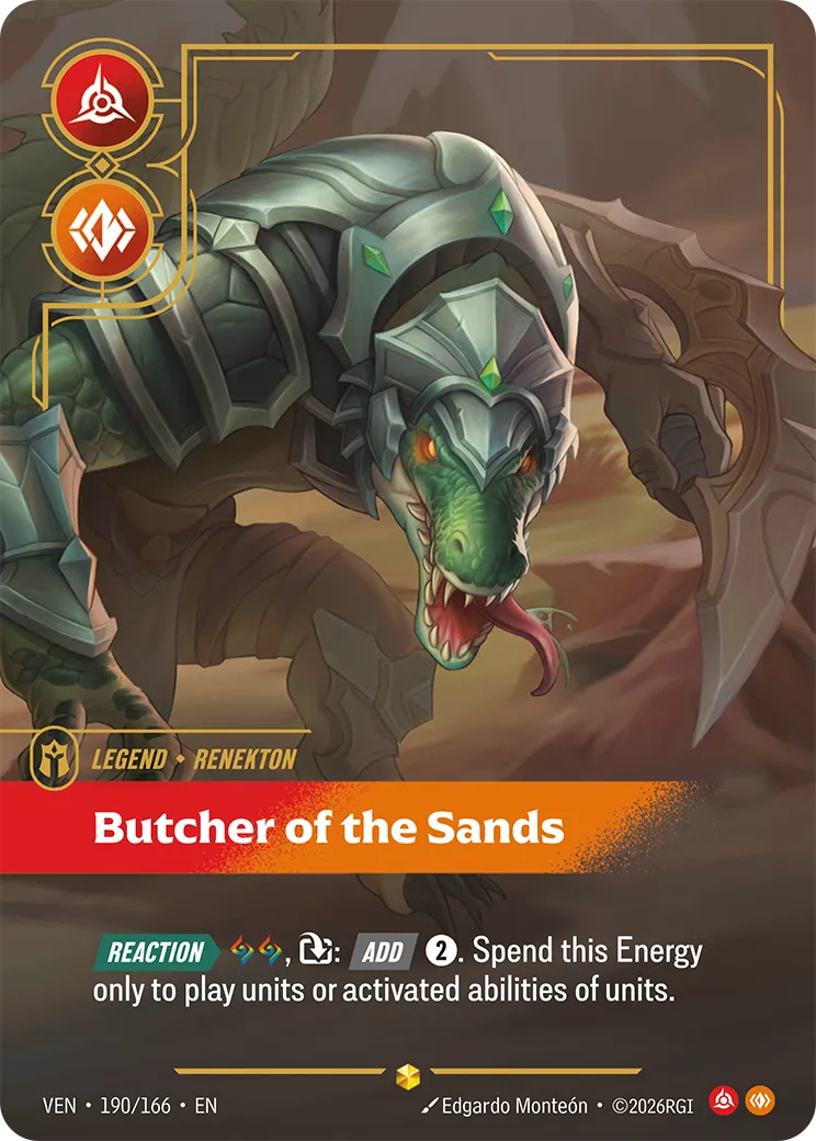 Renekton - Butcher of the Sands, Vendetta 190/166 — non-signature Overnumbered card